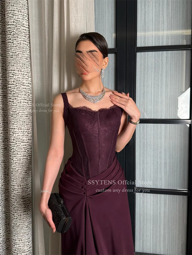 SSYTENS-vestidos De graduación elegantes De Arabia Saudita, tirantes finos, vestidos De fiesta De noche para invitados De boda, batas De encaje personalizadas