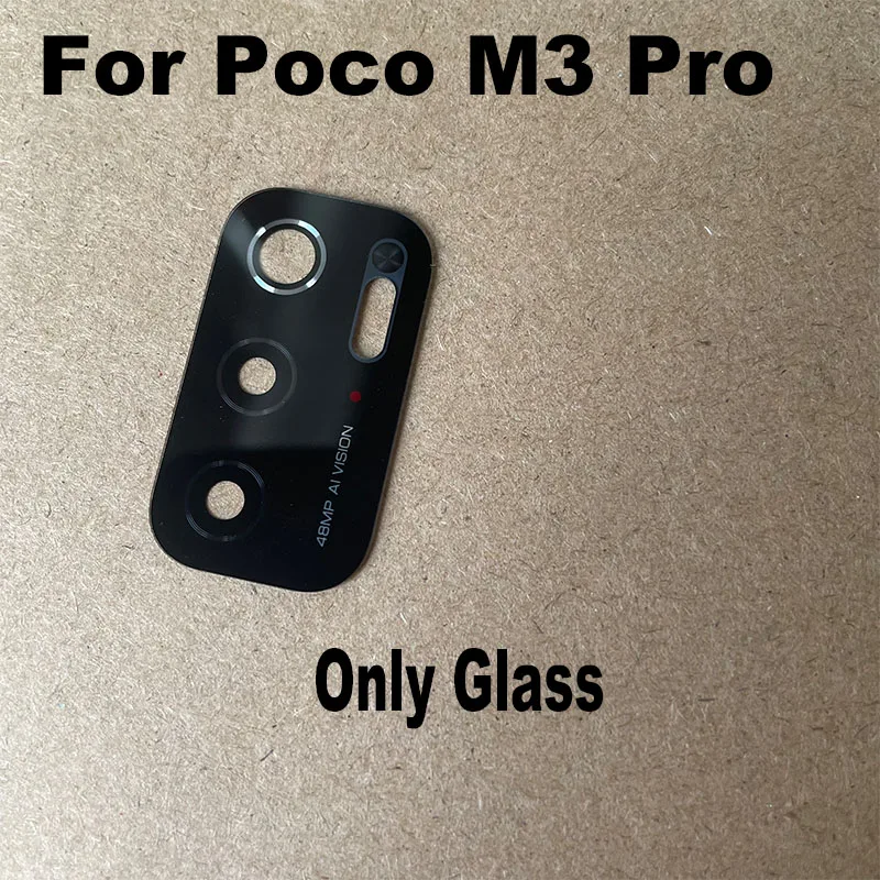 New For Xiaomi Poco M3 PRO 5G Back Camera Glass Rear Camera Lens With Frame Glue Sticker Adhesive Replacement