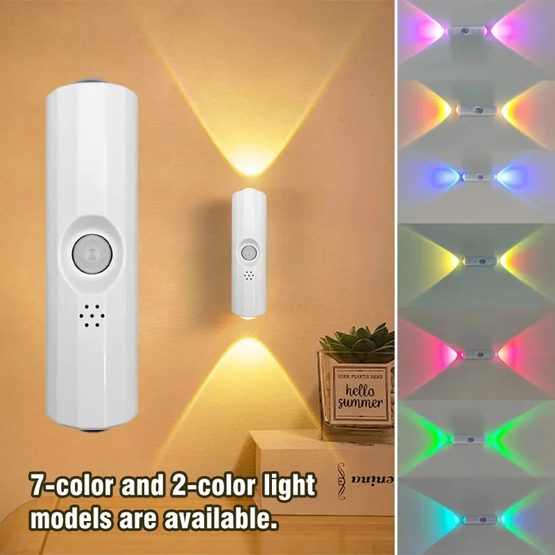 LED Motion Sensor Night Light, USB-C Rechargeable Adjustable Wall Light,  Wireless Stick-On Lamp for Bedroom Hallway Closet