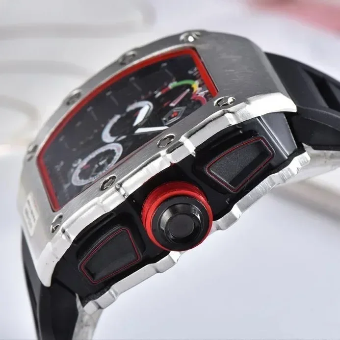 2025 novo o luxo automático mecânico masculino dupla roda rotação dial relógios de borracha moda relógio mecânico