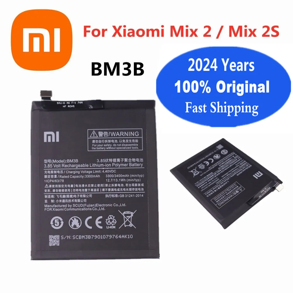 2024 Years New BM3B Xiao Mi Original Battery For Xiaomi Mi Mix 2 Mix2 / Mix 2S Mix2S 3300mAh Mobile Phone Battery Bateria