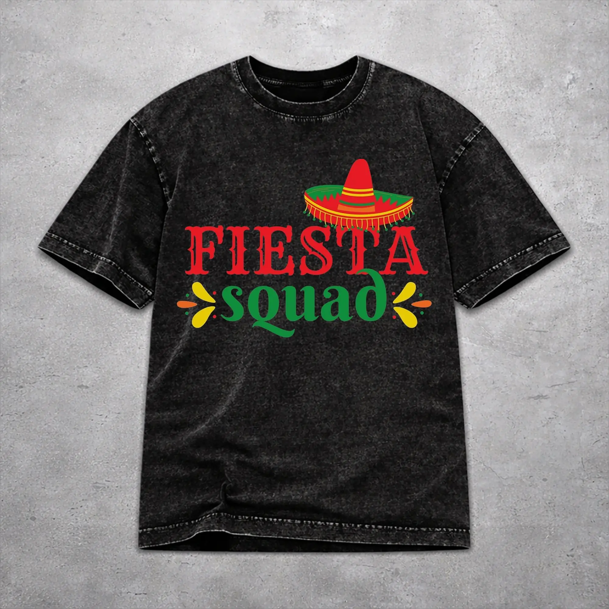 Fiesta Squad Cinco De Mayo Washed T Shirt Novelty Streetwear for Men Women  Oversize T-Shirts Cotton