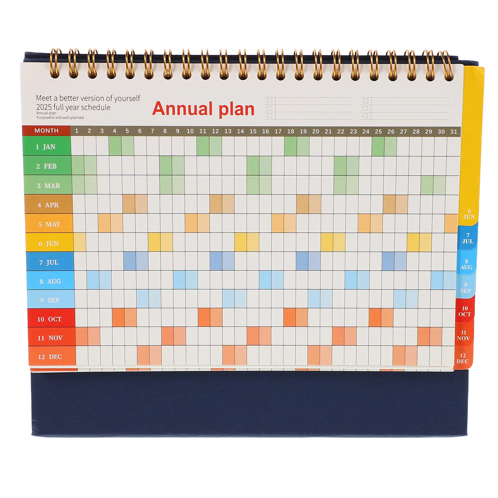 

Desk Calendar 2026 Standing Flip Desktop Monthly Weekly Planner Twin-Wire Binding Colorful Tabs Daily Organizer