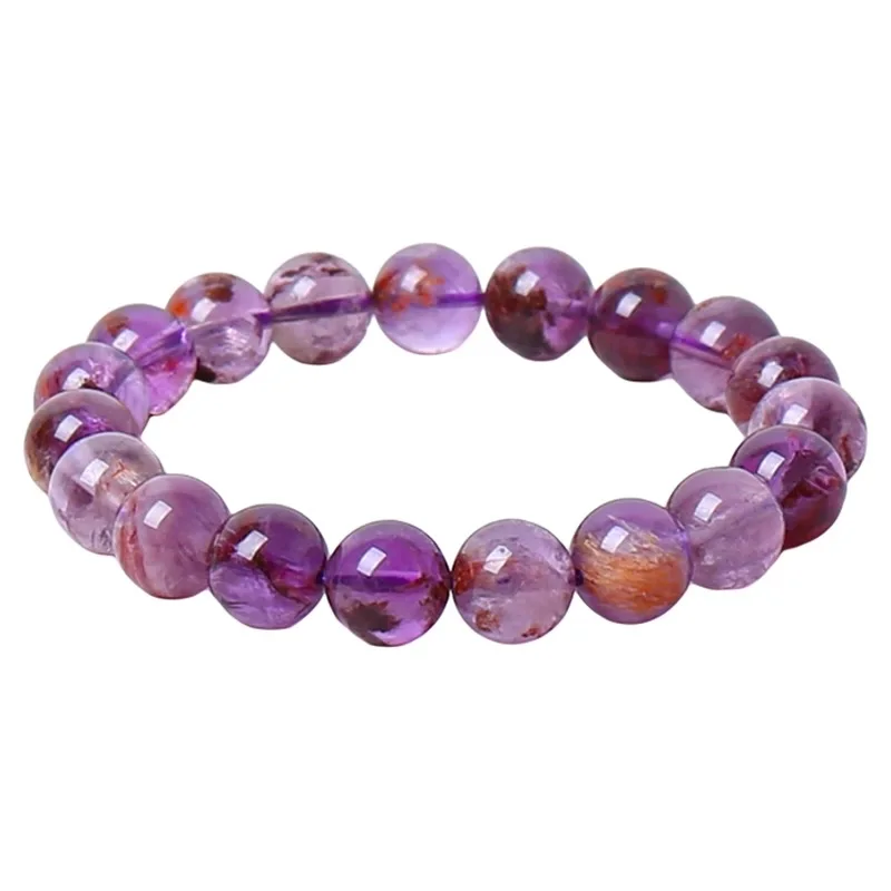 Natural Purple Phantom Quartz Bracelet – Handmade Wisdom Crystal Jewelry for Career Growth & Positive Energy Gift | LithicGems