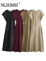 Vestido Midi de satén para mujer, vestidos largos para mujer, vestidos de noche elegantes y elegantes, vestido de fiesta femenino