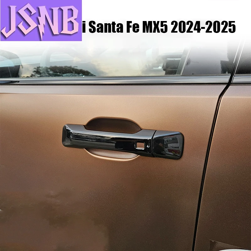 New for Hyundai Santa Fe MX5 2024 2025 Bright black exterior door handle decorative frame ABS material adhesive installation