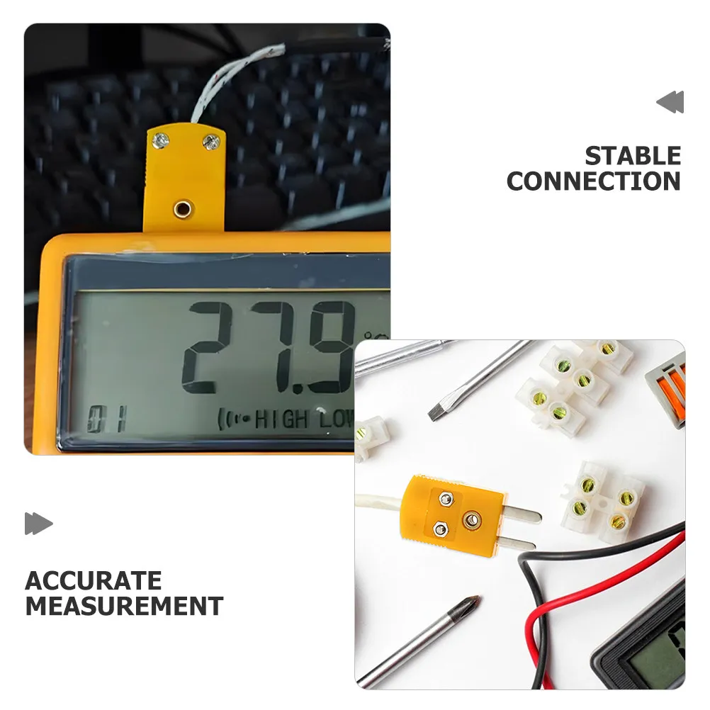 2Pairs K Type Thermocouple Plug Socket Connectors Heat Resistant Stable Connection for Industrial Monitoring Thermometer