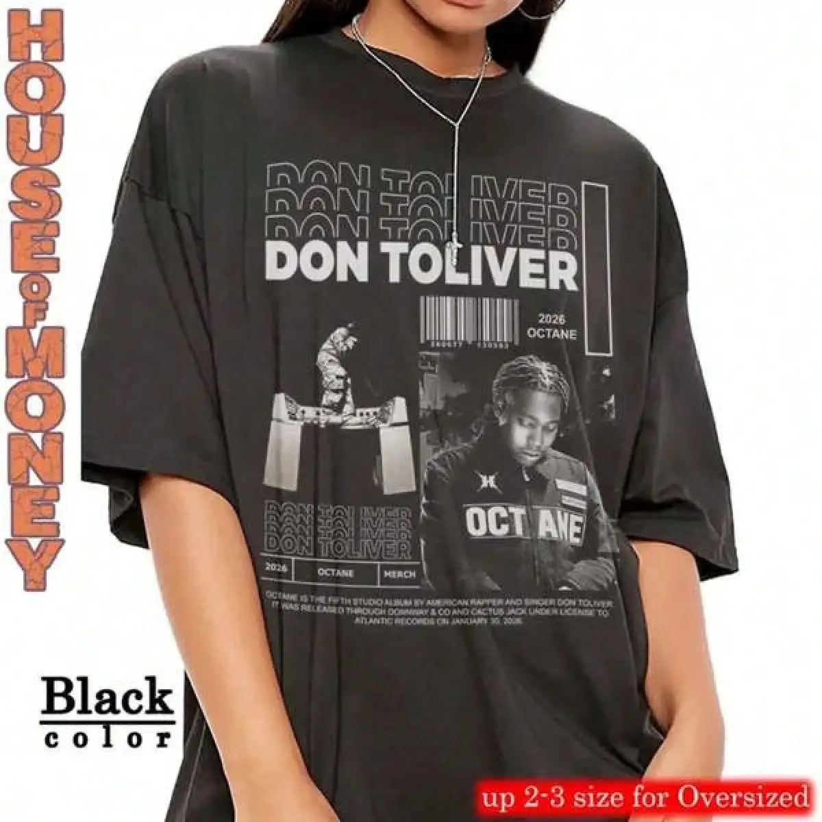 T Shirt Print ,Graphic-Cotton Tees Size Plus,Don Toliver Octane Graphic Tee, Retro Hip Hop Streetwear F6BW,With Shirt,Summer Tops,Shirt Suitable