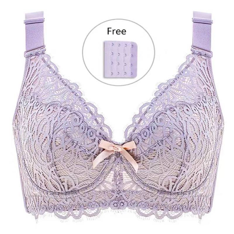 Womens Plus Size Full Coverage Lace Embroidery Push Up Minimizer Bra Female Lingerie Big 75 80 85 90 95 100 105 C D E F G H I J