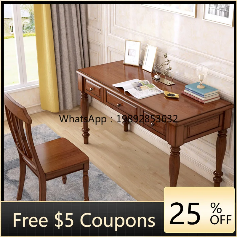1LYY Country Style Solid Wood Desk Natural Wood Eco-Friendly Furniture Writing  Study Room Chinese Nordic ComputerOffice