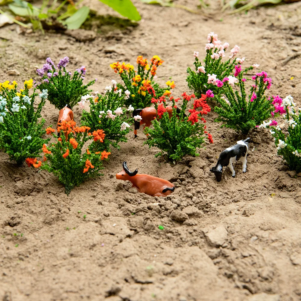 10 szt. Miniaturowych kwiat klastra Diy roślina dekoracji ogrodu sceny wojskowej pociąg kolejowy układ dla różnych typów/kolorów dioramy