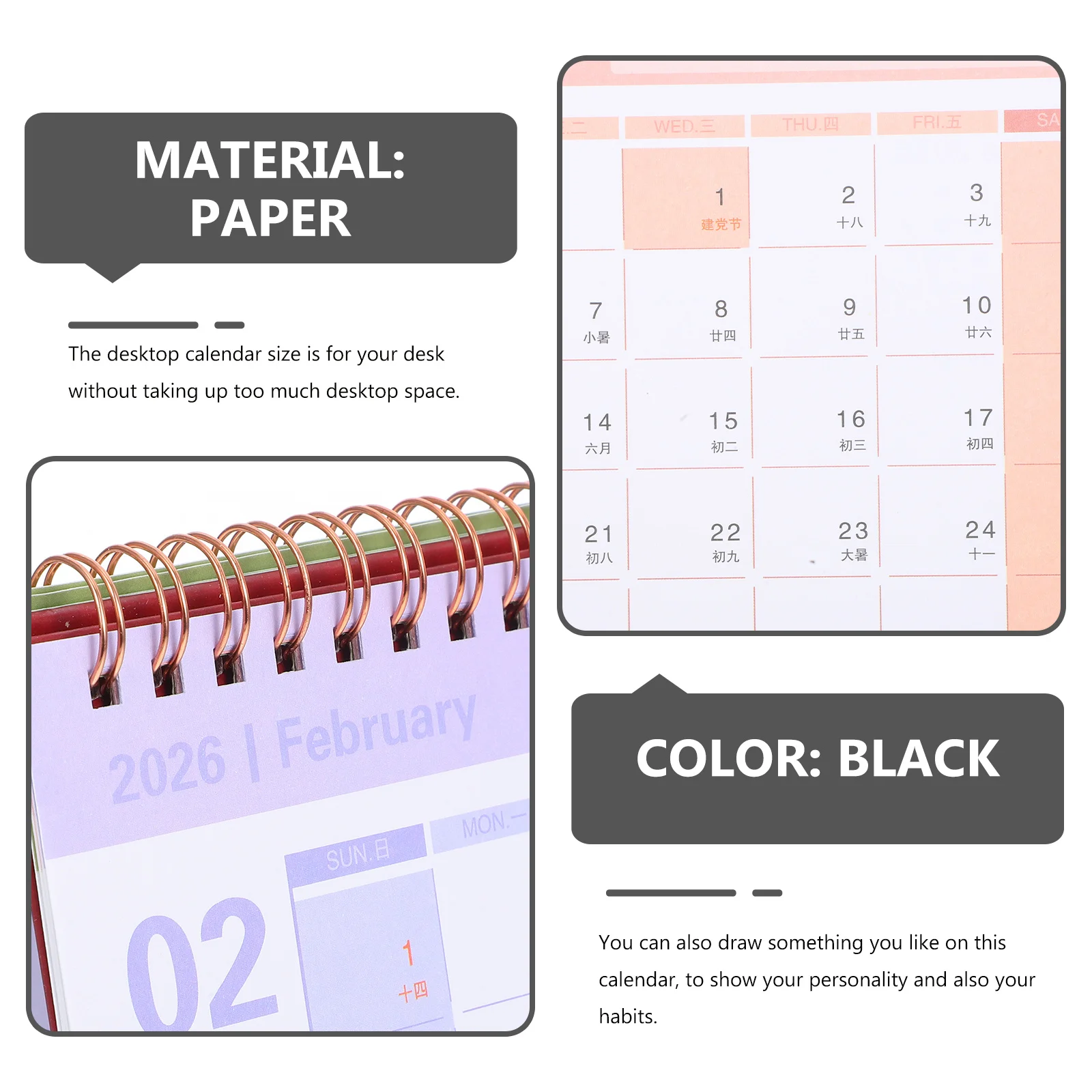 2026 Desk Compact Foldable Design Daily Planner For Office School Organization Mini Desktop Calendar 2026 Standing Calendar