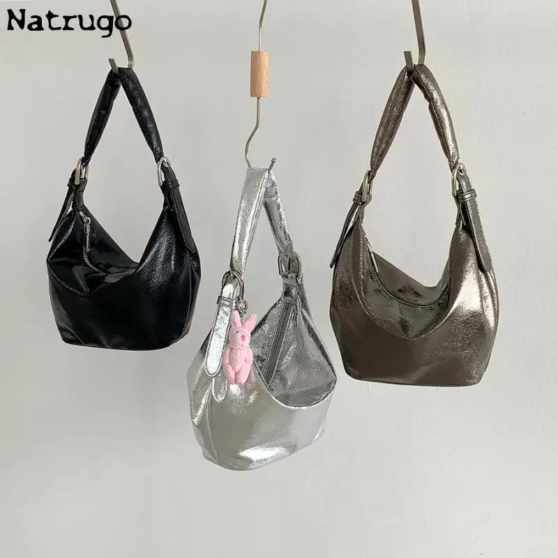 Torebki w stylu Vintage Hobo dla kobiet w jednolitym kolorze skórzane torby na suwak torba na ramię Crossbody luksusowy projektant damskie torby pod