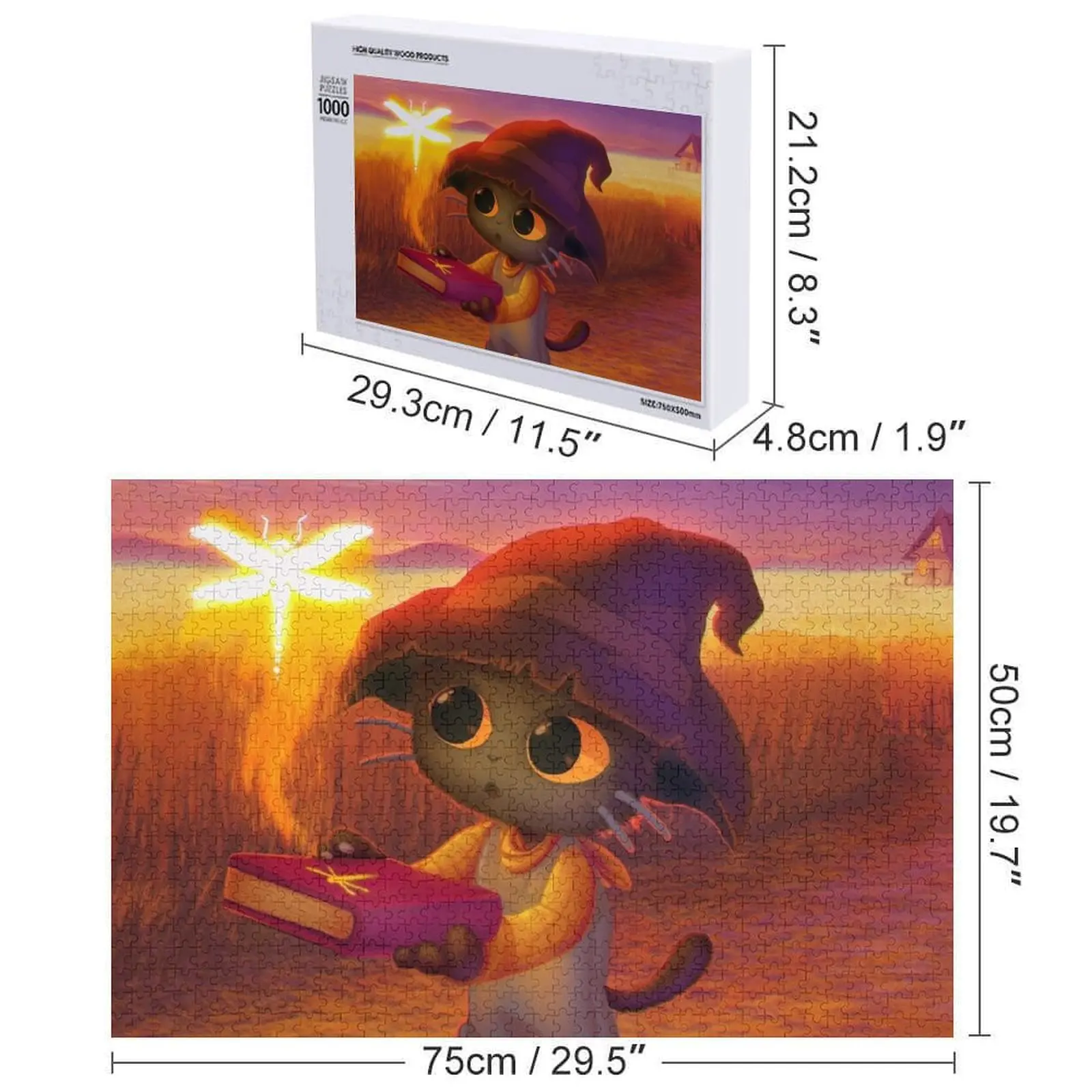 قوة مختومة (رسم القط السحري) أحجية الصور المقطوعة أفكار هدايا شخصية لغز الحيوانات الخشبية