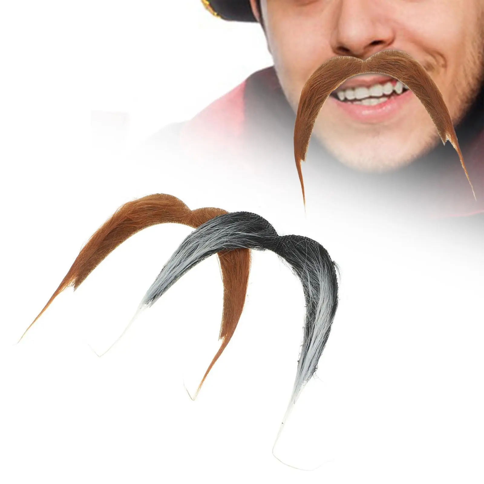 

2x Fake Mustache Dress up Men's Beard Novelty Costume Accessory for Halloween