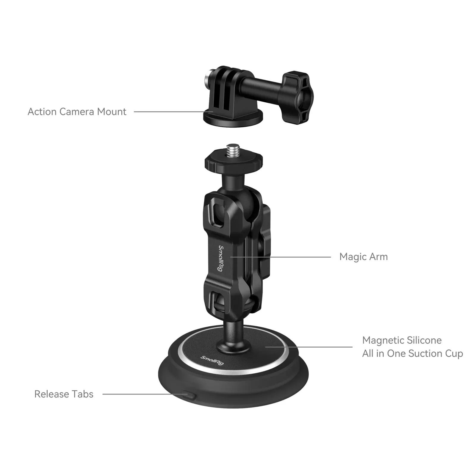 Imagem -03 - Smallrig Magic Arm Magnetic Suction Cup Mount Support Kit Gopro Insta360 Câmeras de Ação 4466 4467