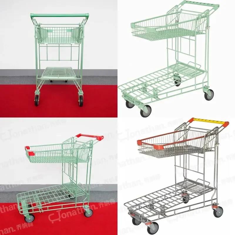 for  Supermarket Classic All Steel Shopping Cart Durable Easy Operate Large Capacity Mesh Structure