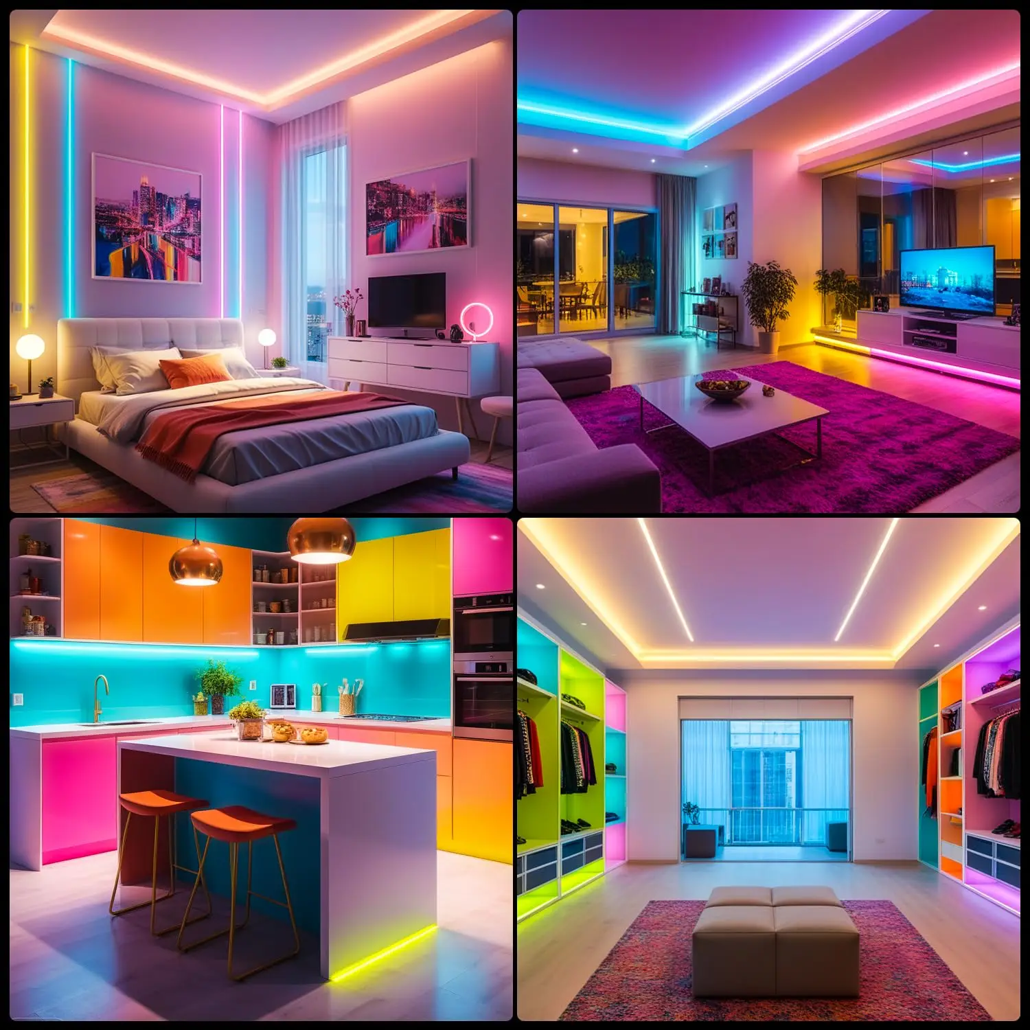 USB RGB Strip Light Color Changing Led Strip Lights Bluetooth Remote Music Sync DIY Fancy Led Lamp for TV Wall Room Home Decor