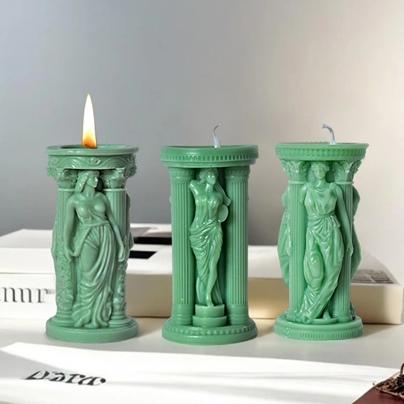 Greek Goddess Athena Candle Silicone Mold Roman Column Candle Mold DIY Handmade Aromatherapy Gypsum Making Mould