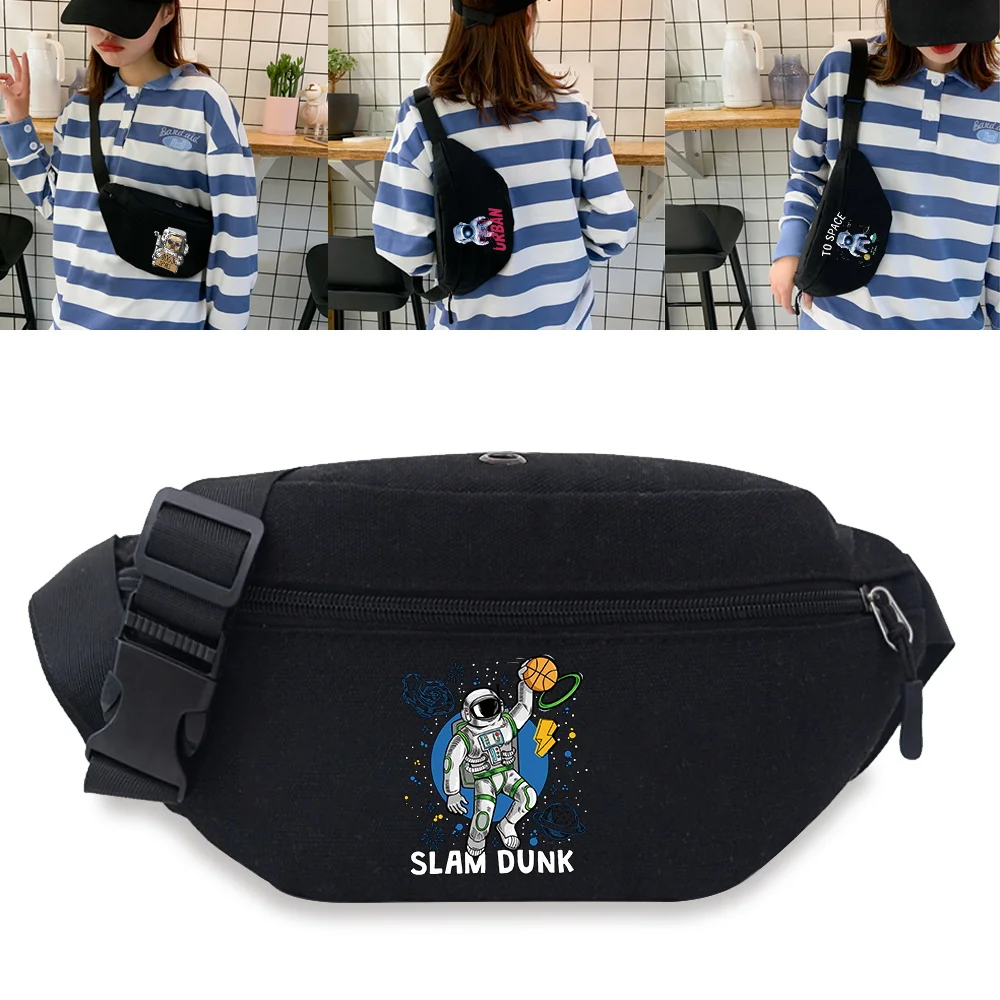 Outdoor Waist Packs Casual Men Shoulder Bags Running Belt Pouch Fanny Pack Mobile Phone Bag Astronaut Pattern Canvas Chest Bag