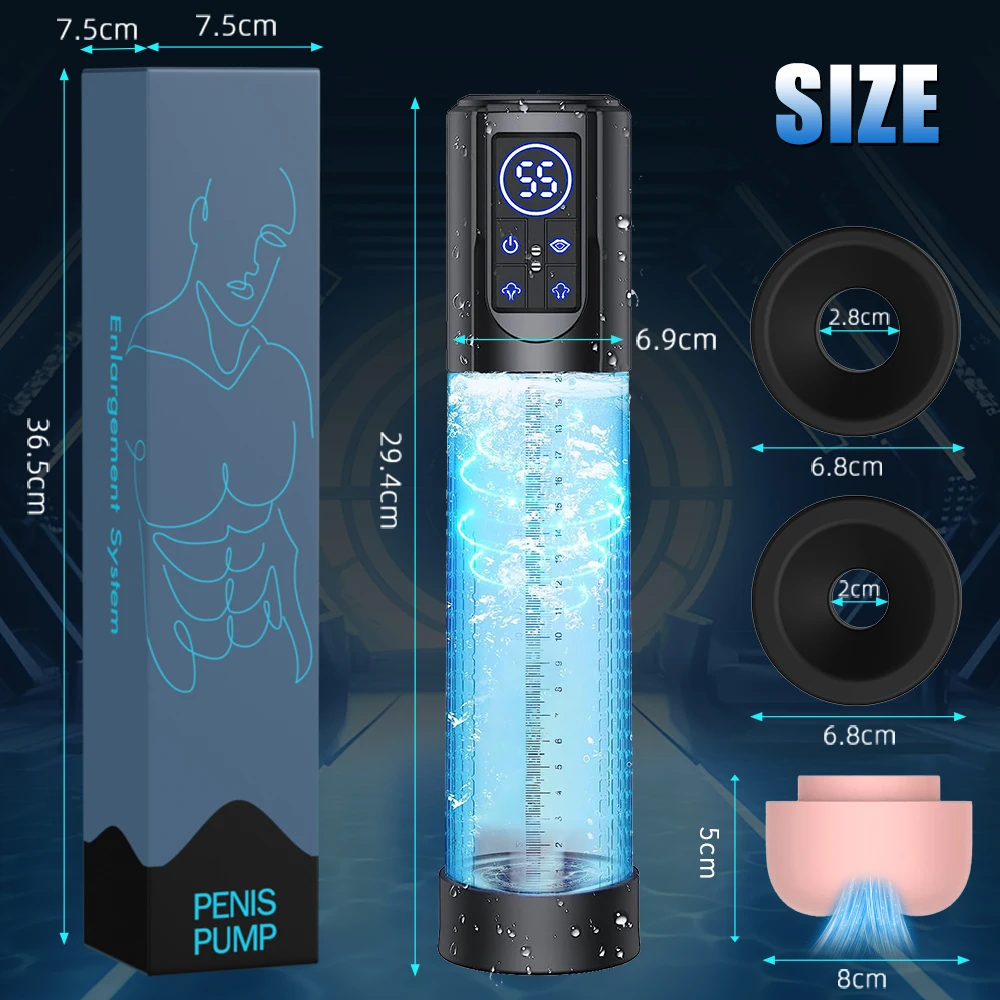 Electric LCD Electric Penis Pump Penis Enlargement Extend Pump Penis Trainer Male Masturbators Cup Dick Pump Sex Toys for Men