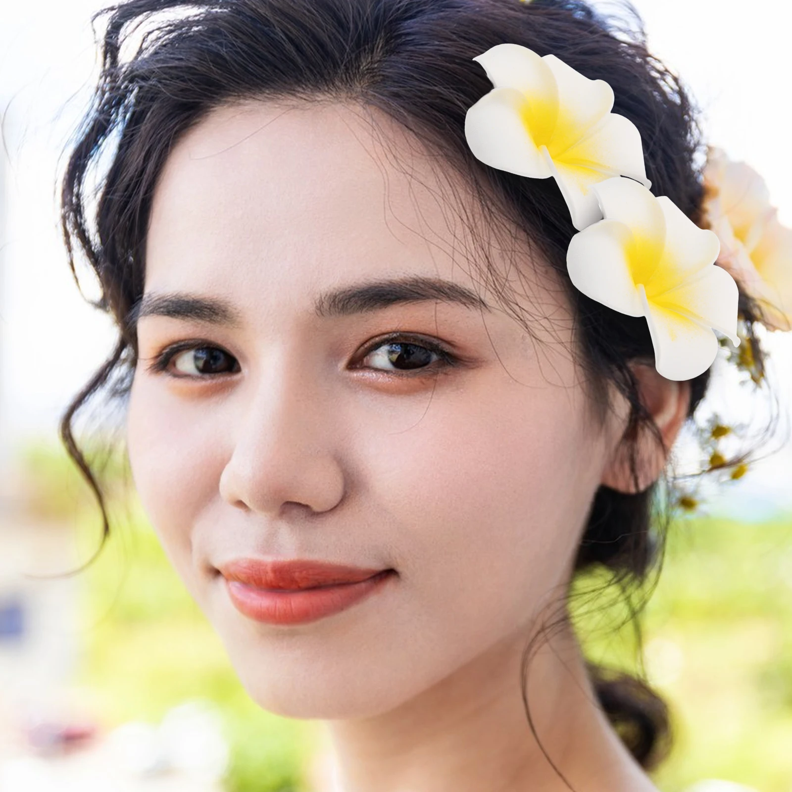 

5 шт., заколки для волос Plumeria, легкие цветочные украшения из ЭВА для женщин, аксессуары для пляжного отдыха, удобные тонкие волосы