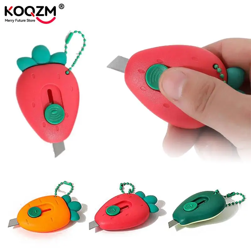 1/3Pcs Mini Avocado Strawberry Fruit Art Utility Knife Cute Portable Package Express Box Knife Paper Cutter Craft Wrapping Tools