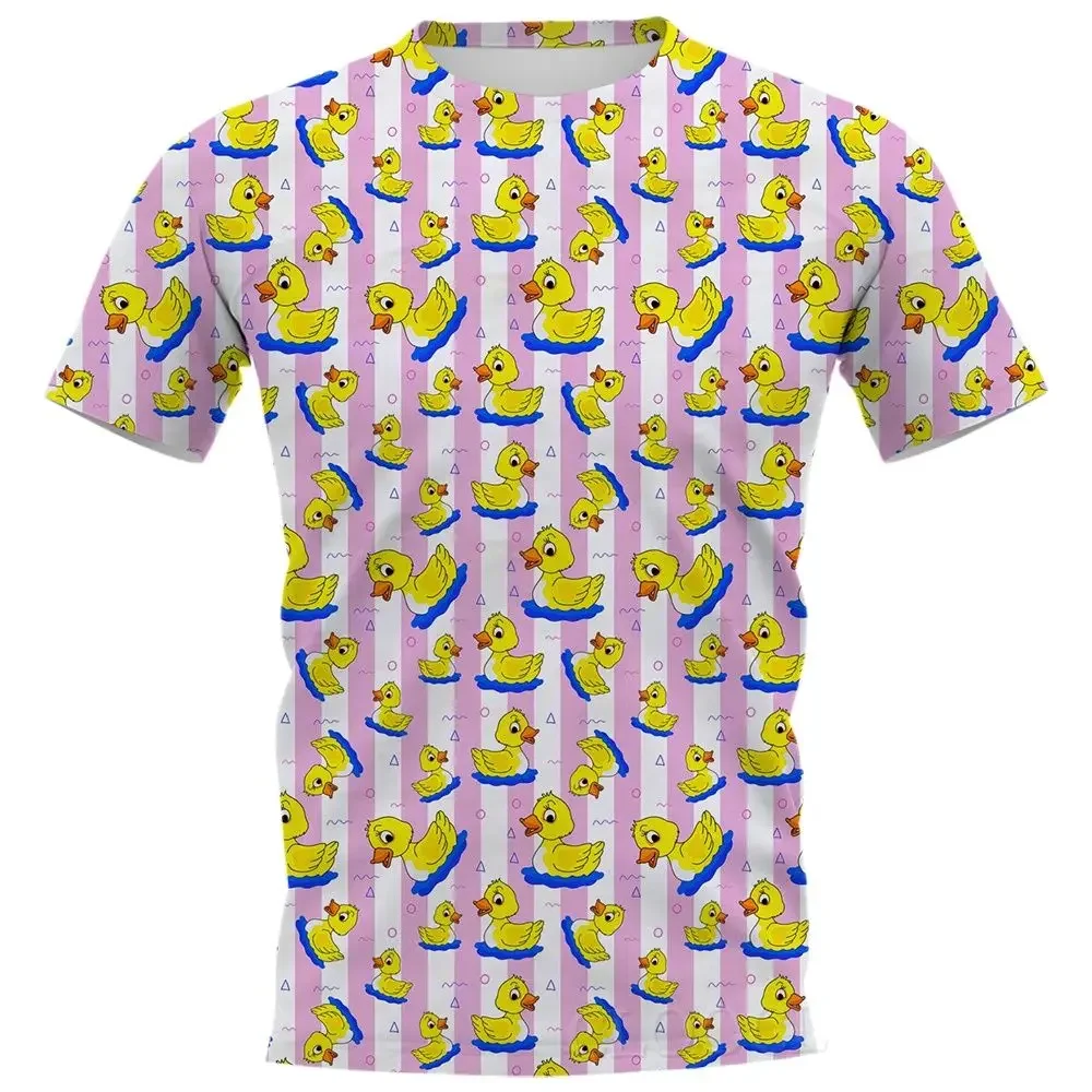 Cartoon Little Yellow Duck T-shirt 3D Print T-shirt Men Women T-shirt Short Sleeve Street Wear O-Neck Top Asian Size