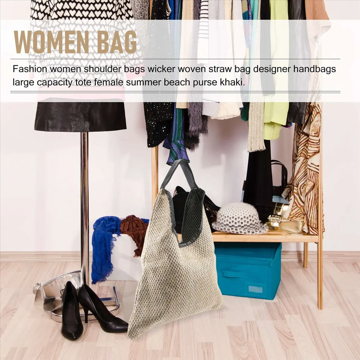 ABQR, bolsos de hombro a la moda para mujer, bolso de paja tejido de mimbre, bolsos de diseñador, bolso de mano de gran capacidad, bolso de playa de verano para mujer, color caqui