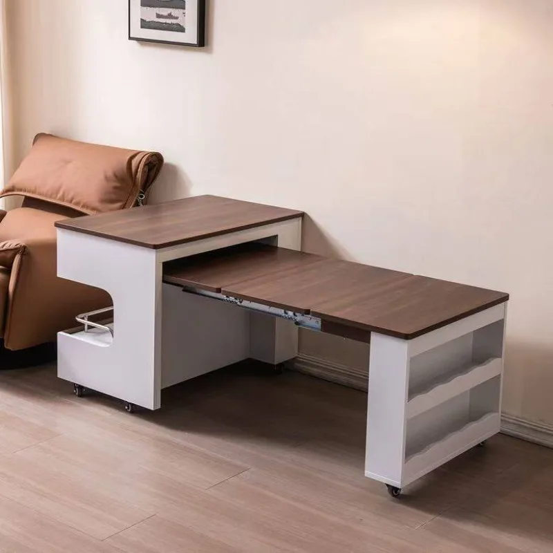 Removable coffee table sideboard storage telescopic side table small apartment multi-functional cart small table solid wood 2026