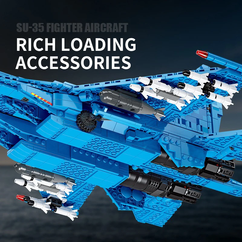 61050 Military Air Force Aviation Su-35 Fighter Jet Building Block War Weapon Aircraft Bricks Educational Toys For Kids Boy Gift