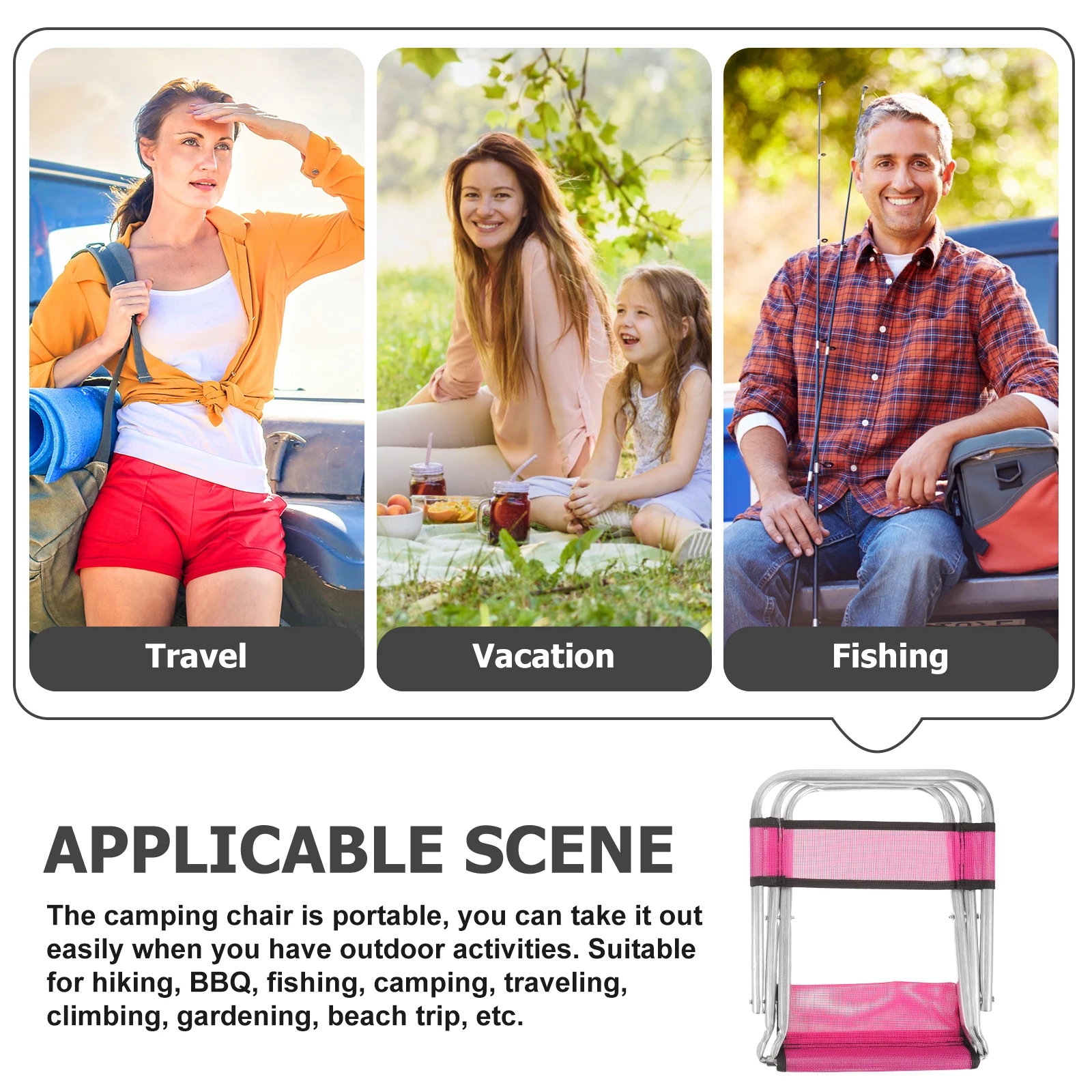 

Foldable Small Fishing Chair Portable Compact Lightweight Camping Chair Stool for Outdoor Hiking Fishing Barbecue Travel