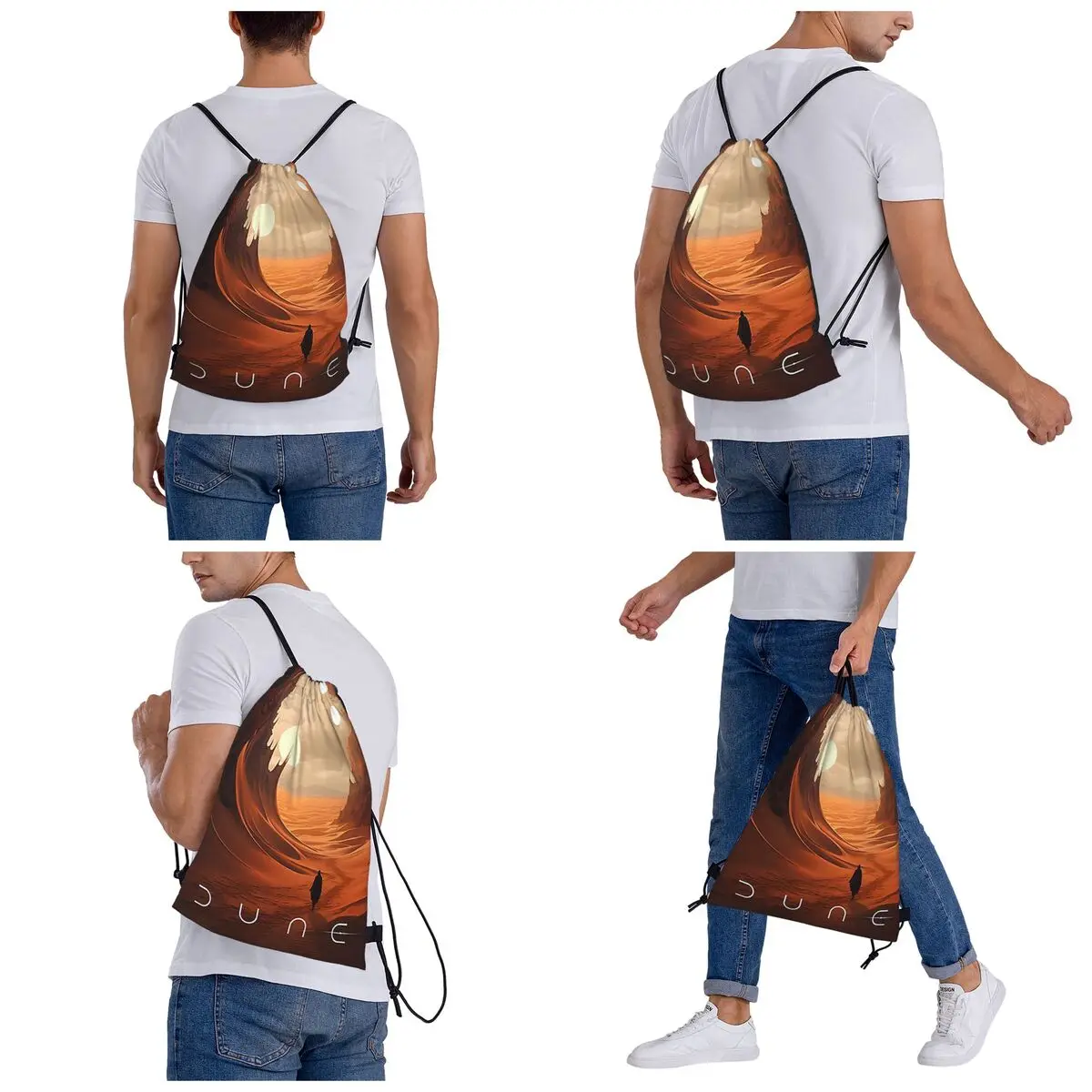 Dune 2020 Fan Art Backpacks Multi-function Drawstring Bags Sports Bag Book Bags for Travel School