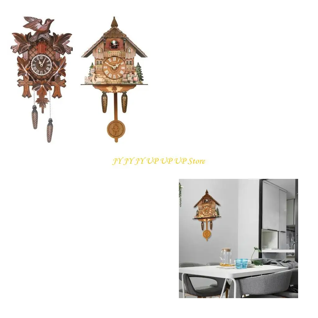 

Wooden Wall Clock Cuckoo Antique Pendulum Hanging Handcraft Swing Alarm Watch Home Restaurant Bedroom Decoration
