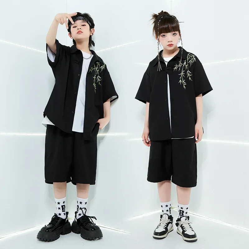 Abito Hiphop Per Bambini Abiti Di Moda Hiphop Camicia Di Bambù In Stile Cinese Costume Ragazzo Hiphop Sfilata Di Passerelle Femminile-image