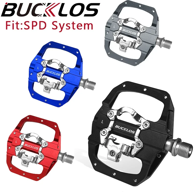 BUCKLOS-Pedal de bicicleta de montaña, accesorio para sistema SPD, doble función, rodamientos sellados, con cala SH56 MTB para Shimano