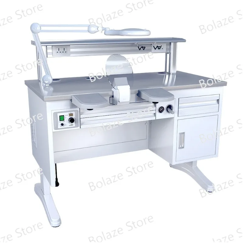 

Stainless Steel Technician Work Station Assembly High Density Fireproof Wood Table Workbench for Dental Laboratory