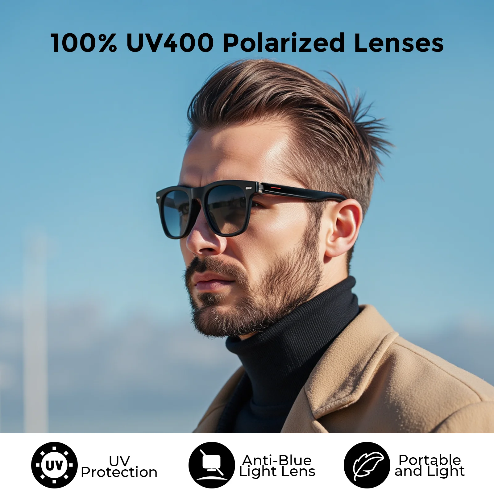 النظارات الذكية AI مترجم ذكي سماعات أذن بلوتوث 164 لغة في الوقت الحقيقي الترجمة الفورية HD سماعة الصوت