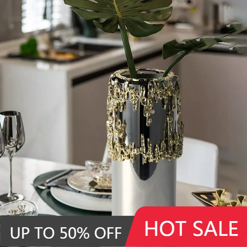 Stainless Steel Flower Vase Mirror Abstract Art Vase Simple Modern Pretty Plant Flower Bottles Home Decorative Vases Ornaments