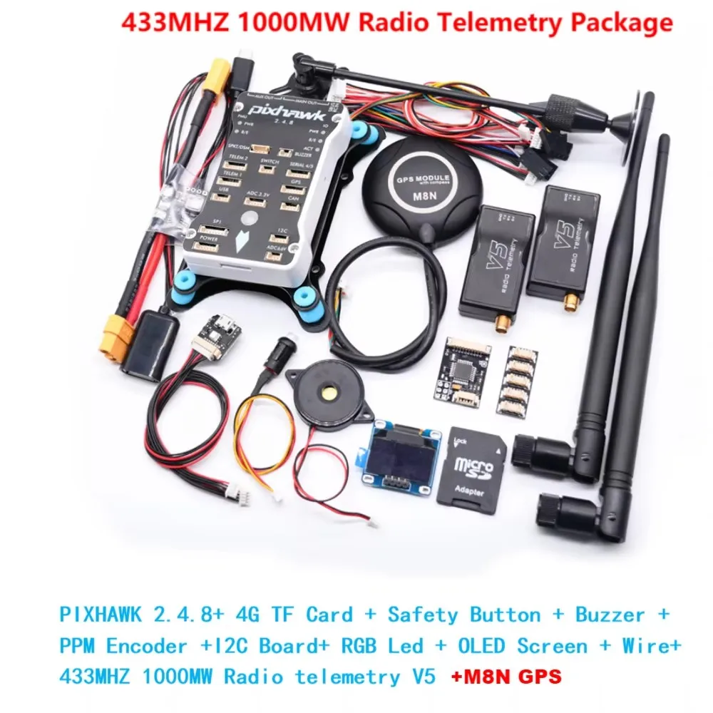 

NEW Pixhawk White Shell PIX 2.4.8 M8N 32 Bit Flight Controller Autopilot with 4G SD Safety Switch Buzzer PPM I2C RC Quadcopter