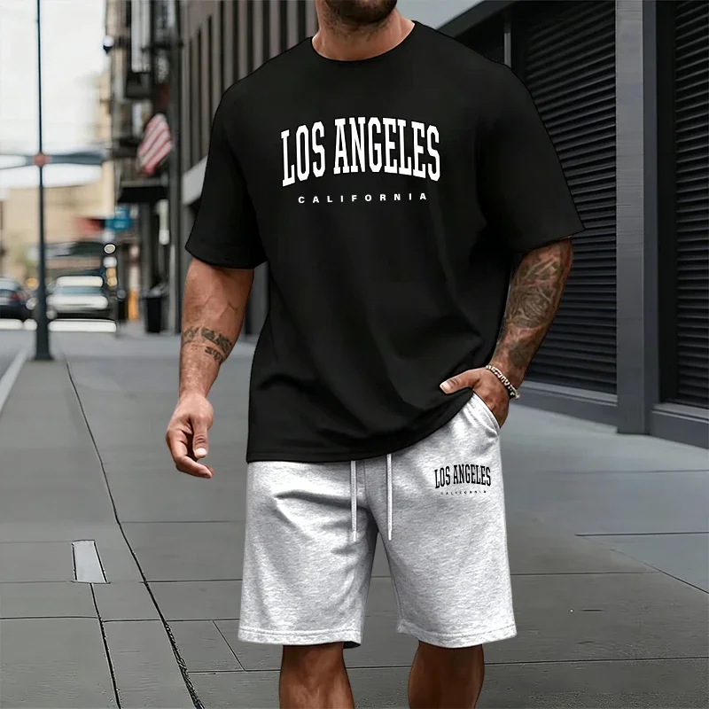 Summer Urban Fashion Short Sleeve Tracksuit Home Outdoor Comfort Soft Cool Outfits 2026 New in Men's Set Casual T-shirt&shorts