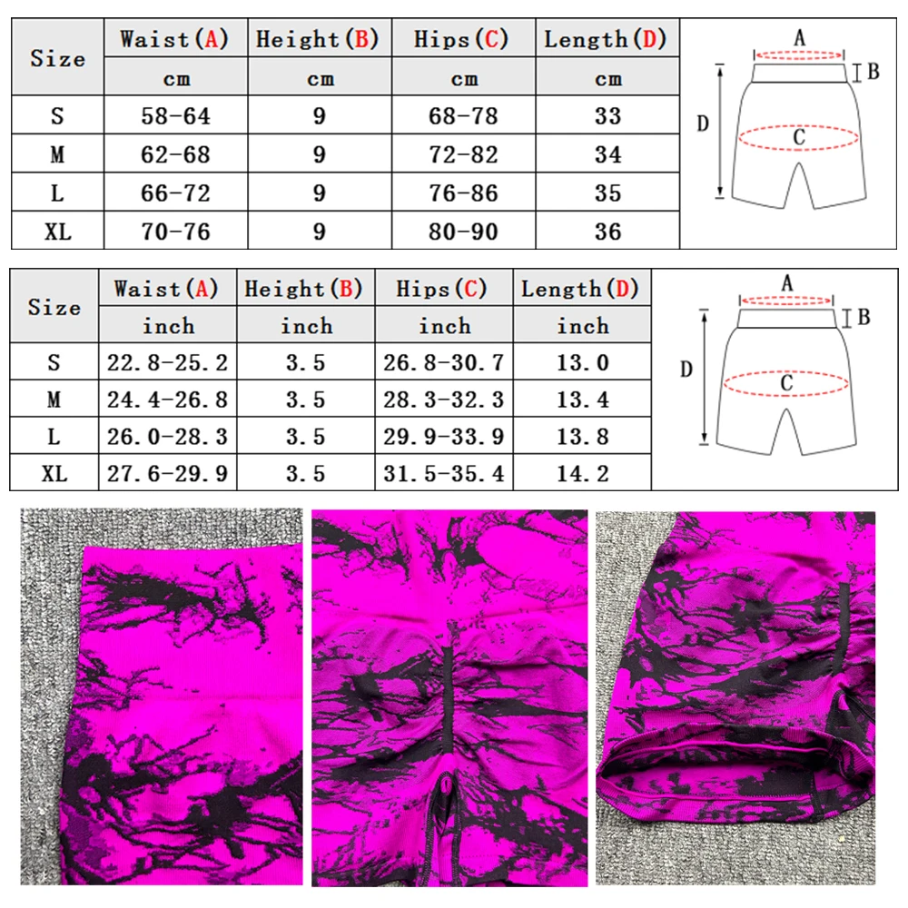 Seamless Elastic Push Up Yoga Shorts For Women High Waist Jacquard Weave Tie Dye Fitness Workout Sport Gym Cycling Tights Summer