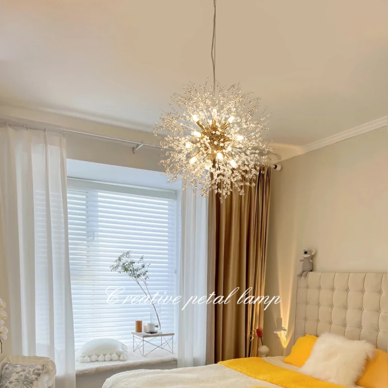 

Dining Room Chandelier Crystal Cream Style Simple Nordic Dandelion Network Red Living Room Bedroom Zhongshan Lamps