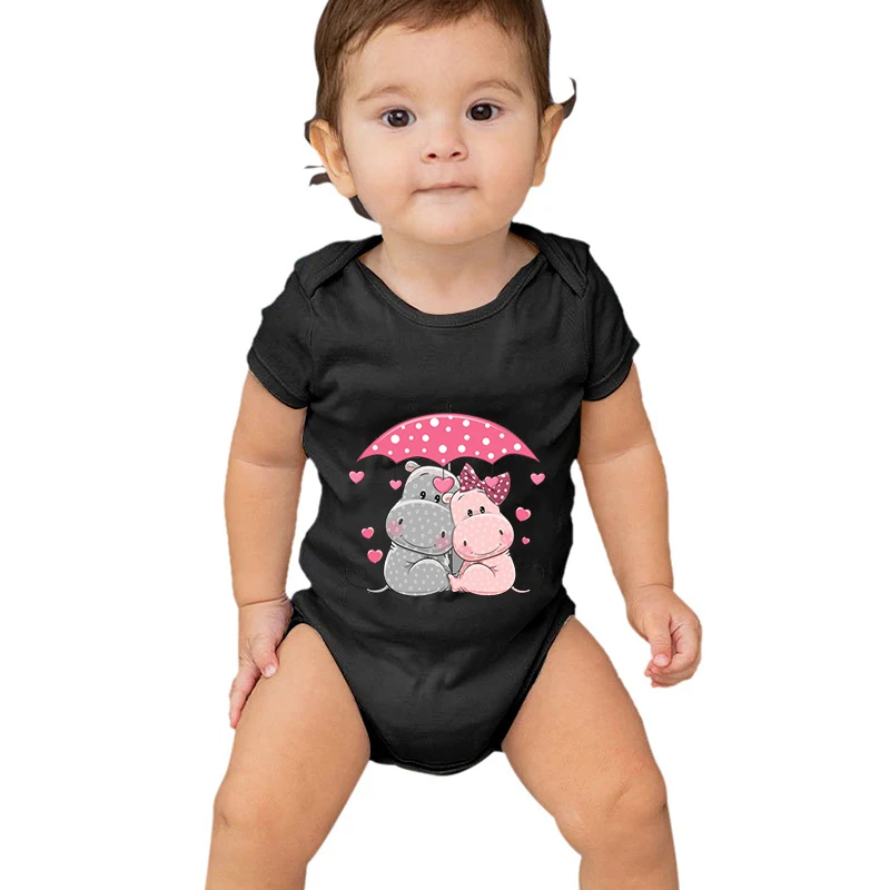 

Baby Boys Girls Rompers Funny Design Hippo Graphics Fashion Short Sleeve Newborn Infant Outfits Cartoon Jumpsuit for Newborns