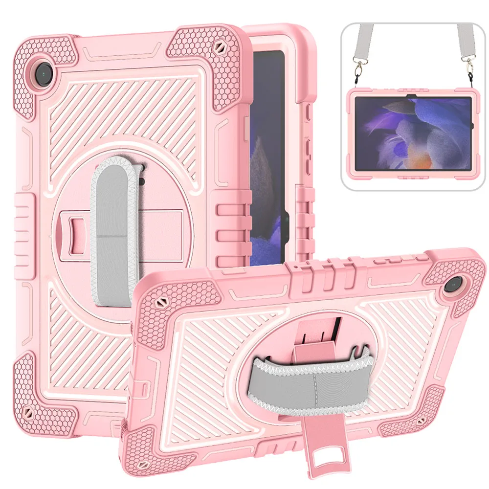 For Samsung Galaxy Tab A9/A11 Plus 11inch Case Hard PC+Soft Silicone Stand Cover Four Corner Anti-Drop Protective Shell Stlye-B