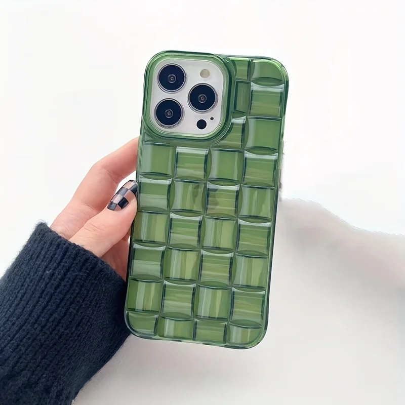 Simple Transparent Green Three-dimensional Braid For Iphone13/14/15/14 Phone Case 12promax Apple 11