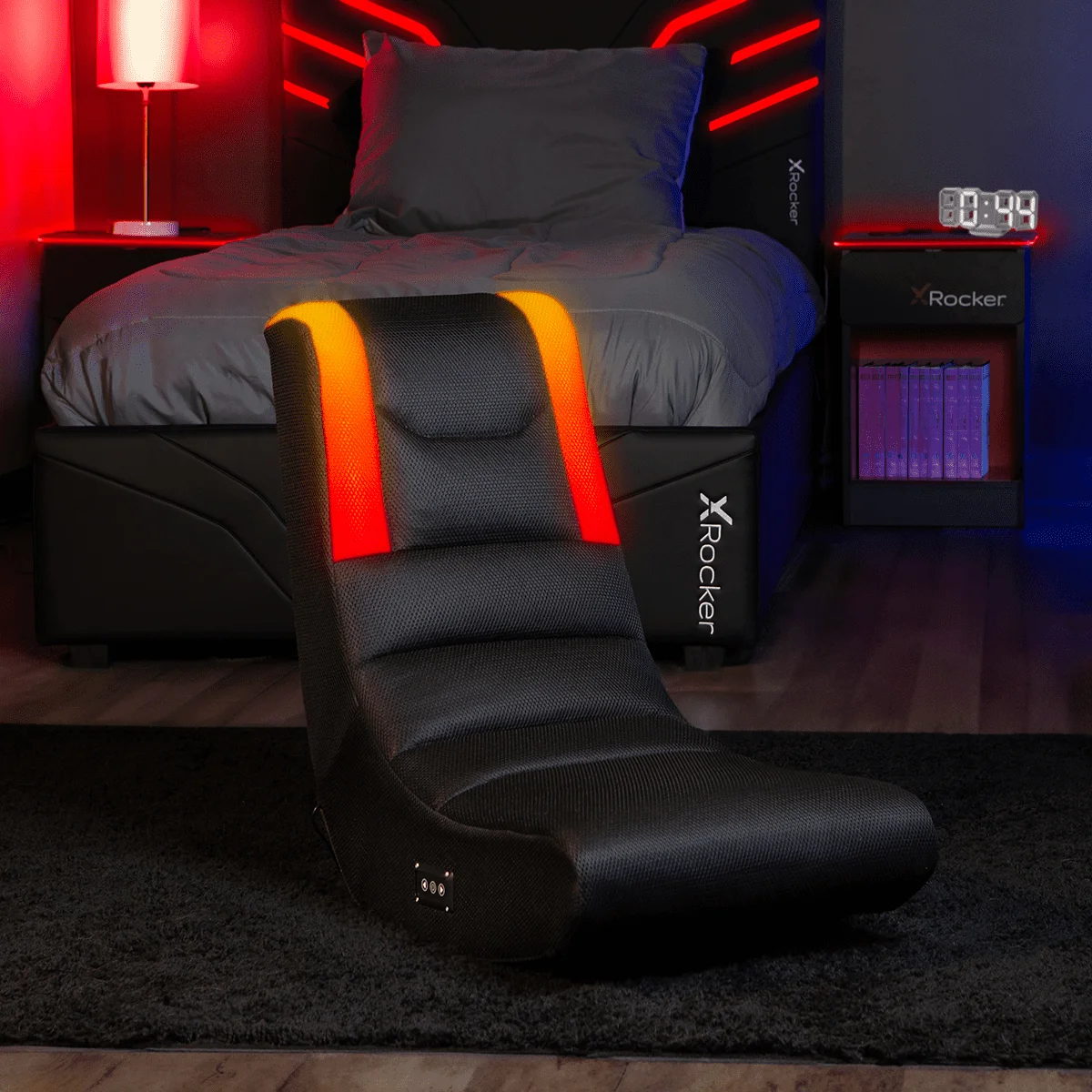 Rocker Floor Rocker Gaming Chair with RGB Lighting, No Assembly