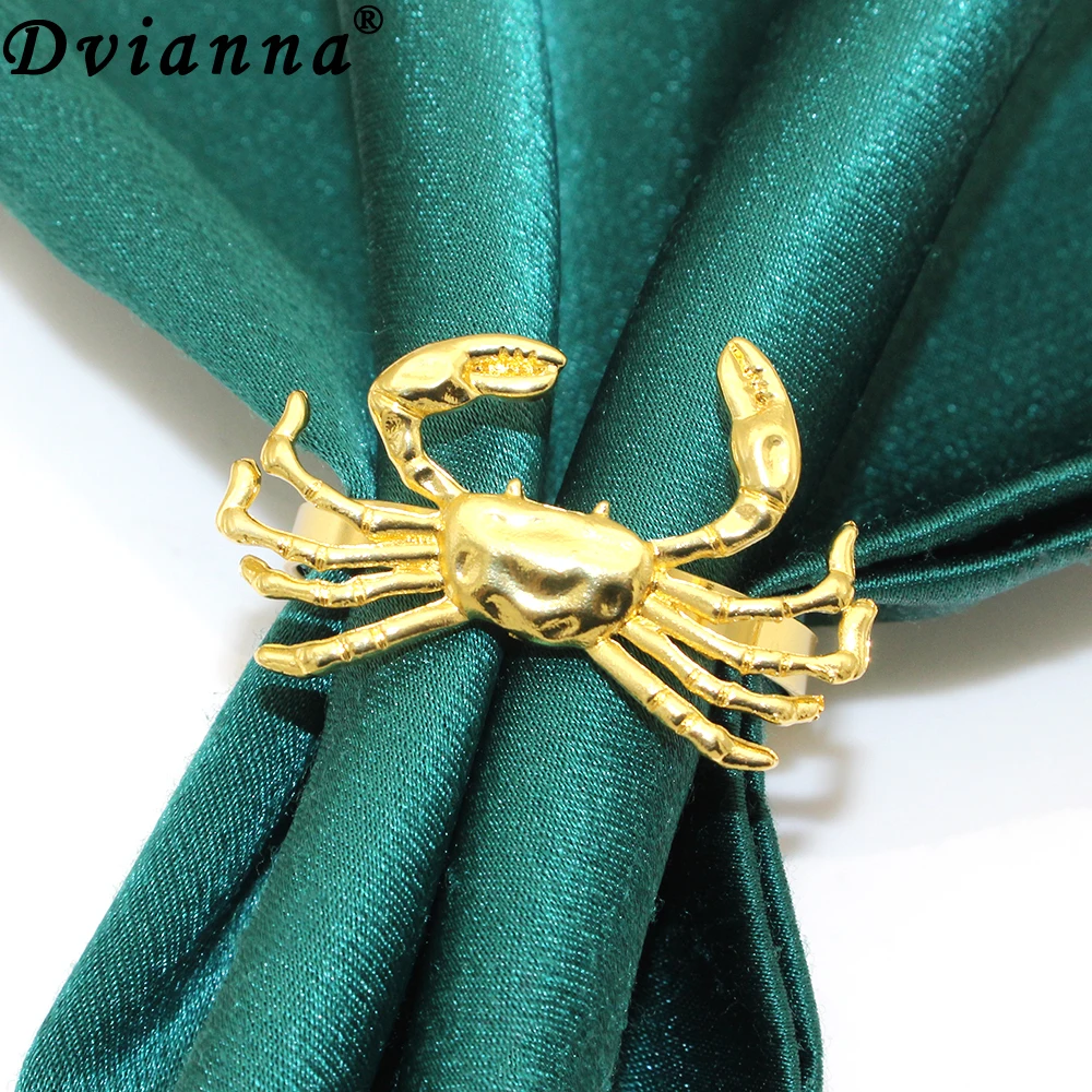 20Pcs Gold Crab Napkin Rings Coastal Napkin Rings Holder for Thanksgiving Christmas Wedding Birthday Baby Shower Party Table Dec