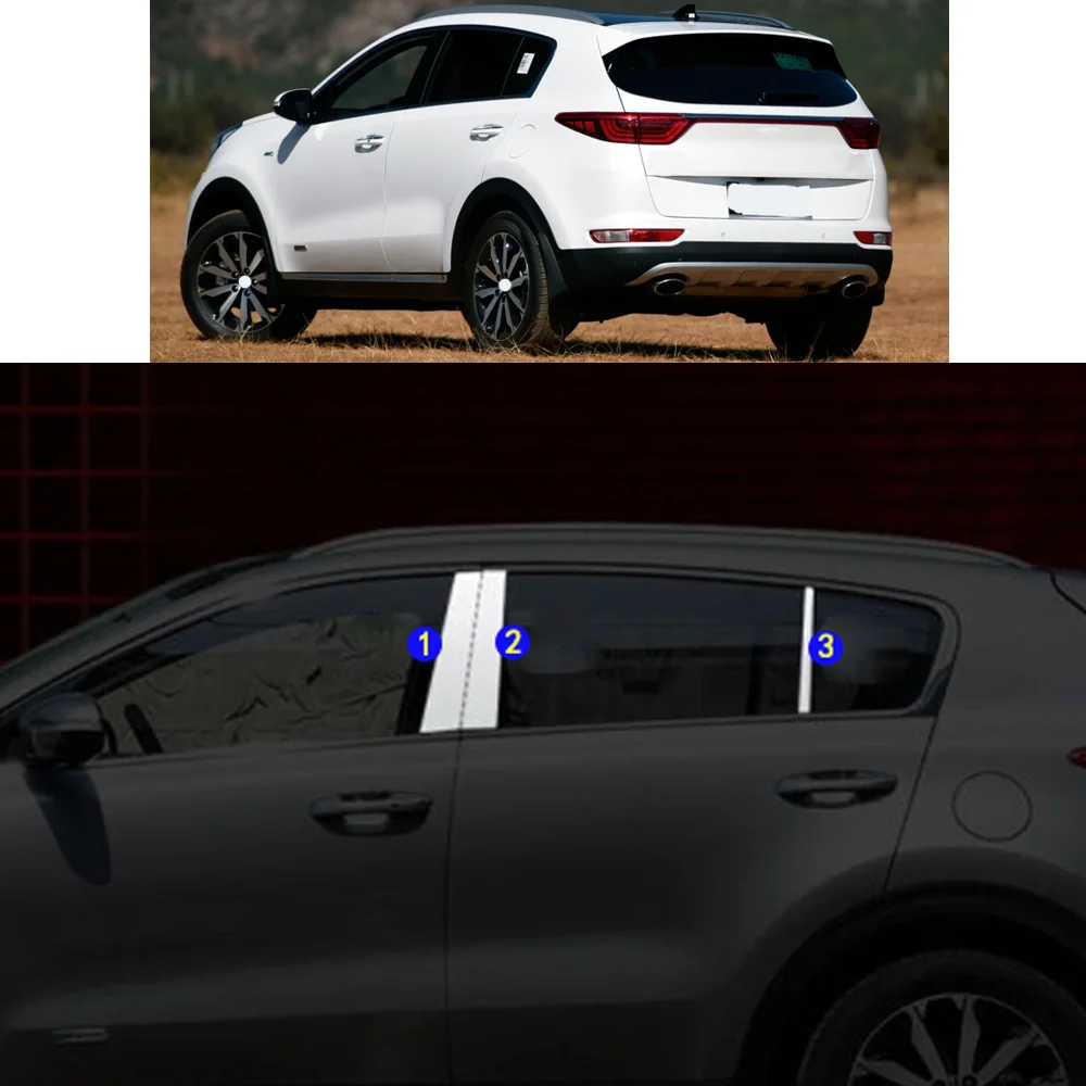 For KIA Sportage KX5 2016 2017 2018 2019 2020 2021 Car Sticker Garnish Pillar Window Middle Strip Trim Frame Hoods Parts