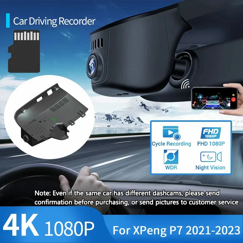 for XPeng P7 2021 2022 2023 2024 4K 2160P Car DVR Video Recorder Dash Cam Plug and Play Driving Recorder Accessories Car-styling